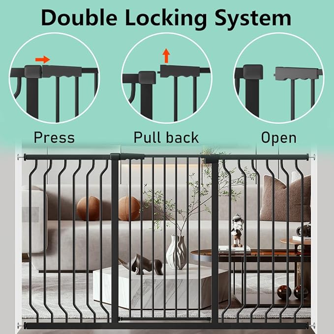 ALLAIBB White 40.55" Extra Tall Wide 29.92-46.06" Baby Gate Pressure Mounted Walk Through Child Kids Safety Toddler Tension Pet Dog Gates with Extension for Doorways Kitchen