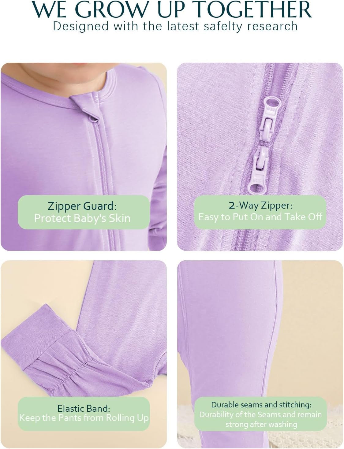 Jimonda Baby Romper Boys Girls Bamboo Pajamas 2-Way Zipper Footless Unisex Long Sleeve Sleepers Sleep and Play 0-24 Months