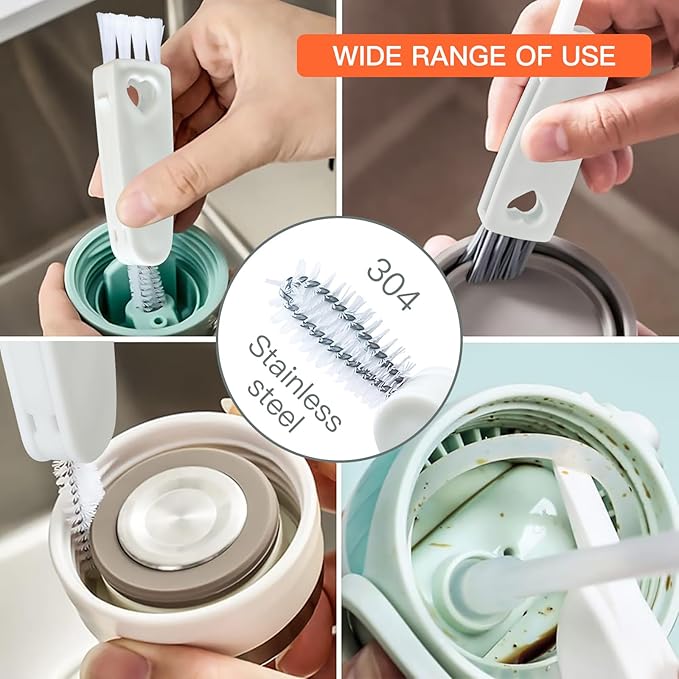 3 in 1 Cup Lid Cleaning Brush, Multifunctional Crevice Cleaner for Bottle Gaps and Tight Spaces