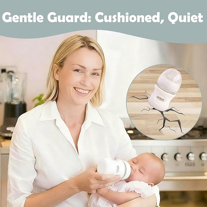 4 Pack Silicone Sleeves for Avent Natural Glass Baby Bottles, Anti Breakage Bottle Holder, Compatible with Philips Avent Glass Natural Baby Bottles (4 White, 4 OZ)