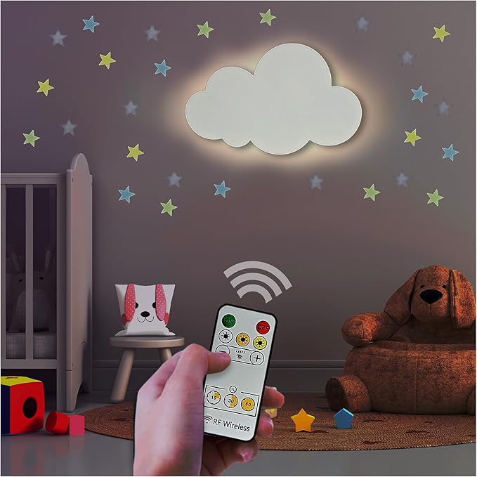 Cloud Lights - Nursery Decor Cloud Lamp, Rechargeable Baby Lamps with Remote, Hanging Lamp for Nursery, Kids Night Light with Timer & Touch Control (White)