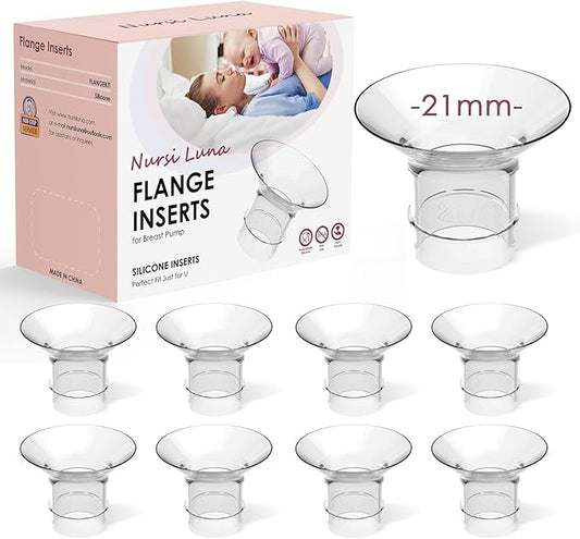 Flange Inserts 8PCS 21mm for 24mm Flange/Shield, Flange Sizing Kit Silicone Flange Insert, Breastfeeding Essentials Kit for New Moms