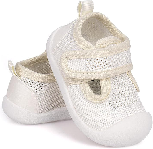 Baby First-Walking Shoes 1-4 Years Kid Shoes Trainers Toddler Infant Boys Girls Soft Sole Non Slip Cotton Canvas Mesh Breathable Lightweight TPR Material Slip-on Sneakers Outdoor