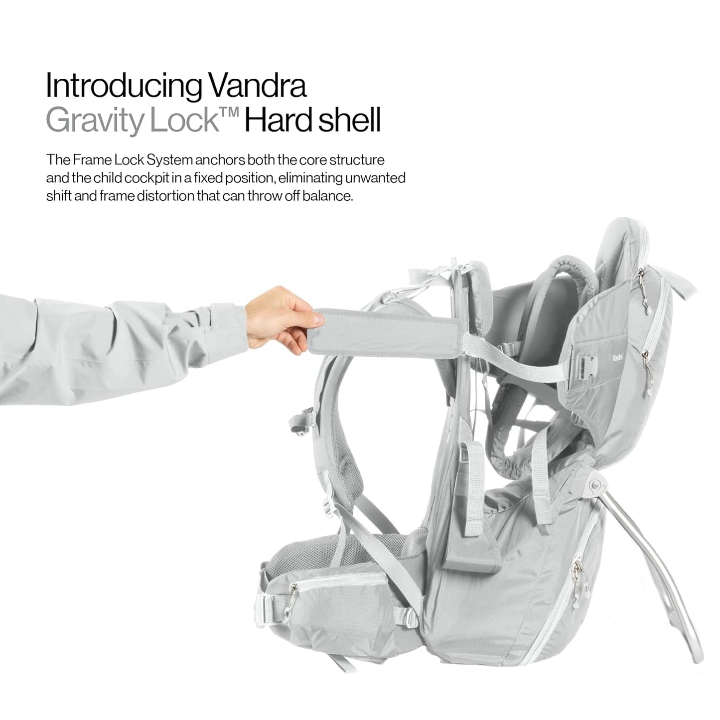 Vandra™ Glacier - Scandinavian Hiking Baby Carrier Backpack - Gravity Lock™ Hard-Shell Frame - Nest Child Carrier for Toddler & Kids - Dust Bag, Alu Tag & More Included