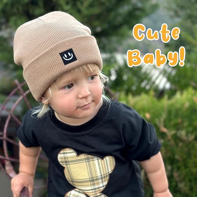 3 Packs Baby Beanie Cute Toddler Beanies Kids Winter Hat Boys Girls Warm Knit Hats Infant Beanie for 0-8 Years