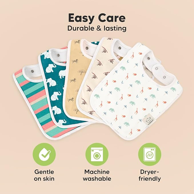 KeaBabies 8-Pack Organic Baby Bibs for Boys, Girls - Super Absorbent Cotton Drool Bibs for Baby Girl & Boy, Teething Toddler, Drooling Newborn, Ultra Soft & Machine Washable (Wildscape)