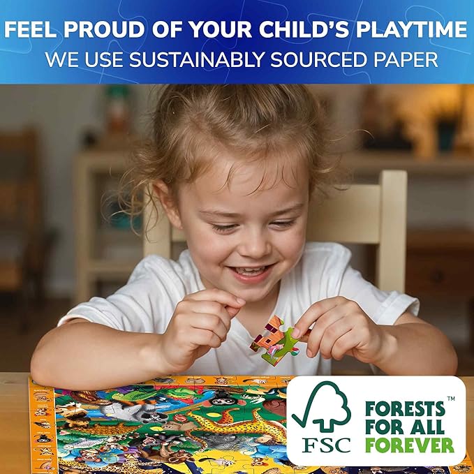 QUOKKA 100 Piece Puzzles for Kids Ages 4-6 - 4 Jigsaw Puzzles for Kids Ages 6-8 - Search and Find Observational Nocturnal Life for Childrens 5-8 - Learning Educational Toys for Boys and Girls 8-10