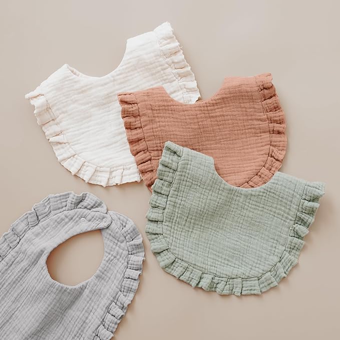 Baby Muslin Bibs Bandana Drool Bibs for Unisex Boys & Girls, Soft and Absorbent Cotton Teething Drooling Bib Set for Newborn Toddler