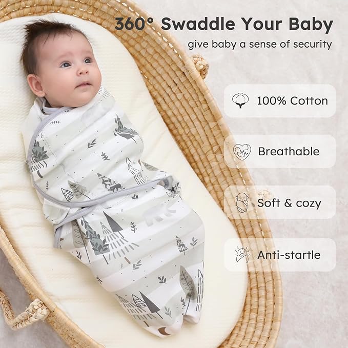 Yoofoss Baby Swaddles for Newborns 100% Organic Cotton, Adjustable Swaddle Sleep Sack 0-3 Months Newborn Swaddle Sack, Breathable Soft(Small)