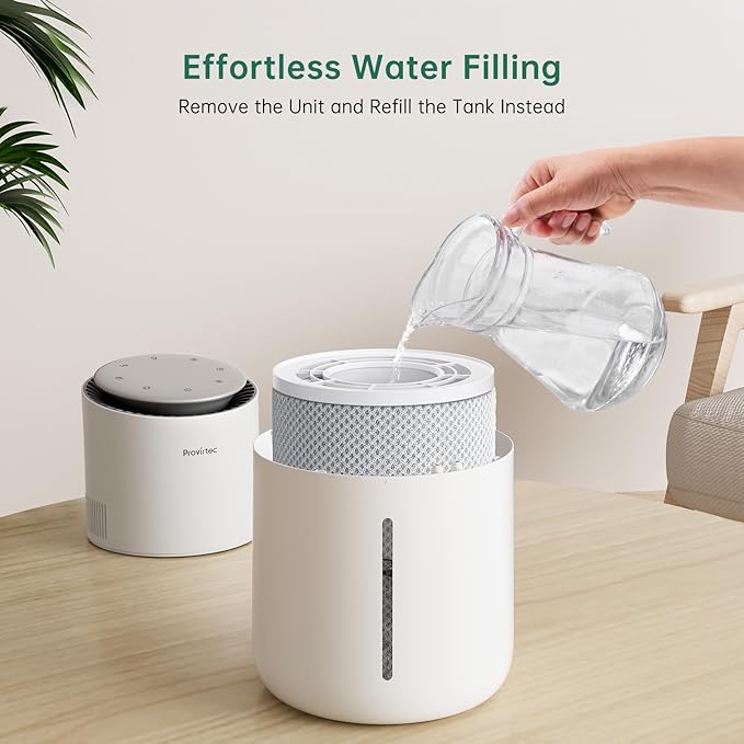 MistFree Smart Humidifier for Bedroom, Evaporative Humidifier No White Dust, Auto Humidity & APP Control, 3L Water Tank Easy to Clean, Sleep Mode, Timing, Humidifiers for Home/Office(White)