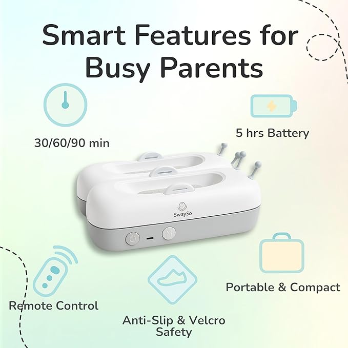 Intelligent Rocker Accessory for Baby Stroller - Automatic Soother for Peaceful Sleep - Type-C Rechargeable Cradle Roller with Adjustable Speed, Remote and Timer- Stroller Rocker & Bouncer-SwaySo