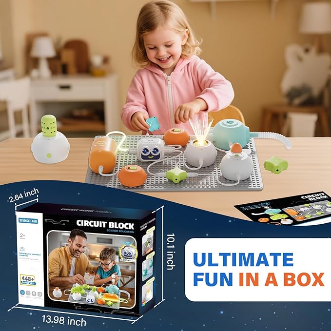 Science Kits for Kids, Circuit Exploration Kits with 448+ Electrical Circuit Projects Educational Electronics Toys for Boys & Girls Hands-On Engineering Toy, Birthday Gift for Ages 5 6 7 8 9 10 11 12
