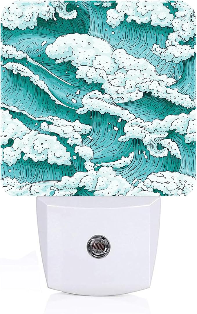 Ocean Waves Night Light,Plug-in Nightlights Auto Sensor Night Lamp Dusk to Dawn Lamp Home Decor for Nursery Children Girls Boys