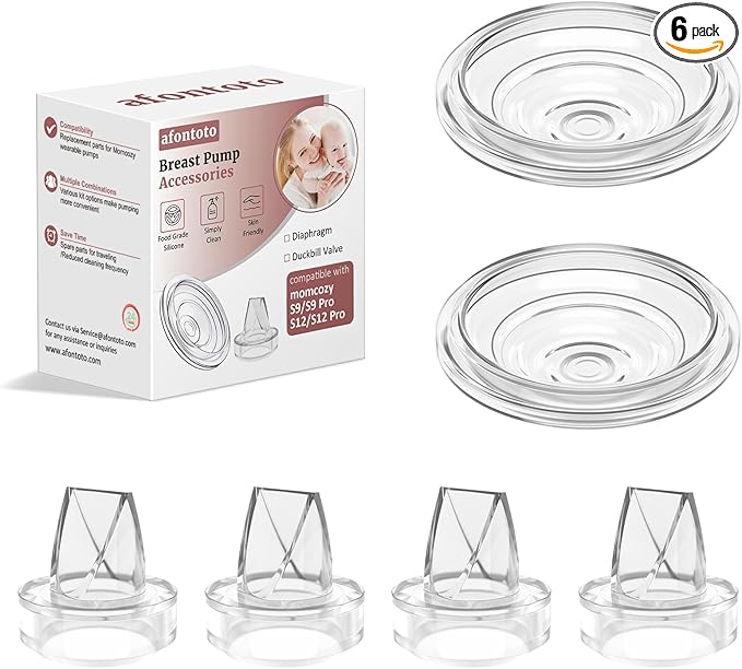 6PCS Breast Pump Replacement Parts Compatible with S9 Pro / S12 Pro / S9 / S12 Wearable Breastpump, momcozy Electric Breast Pumps Replacement Accessories, Breastfeeding Essentials Kit for New Moms