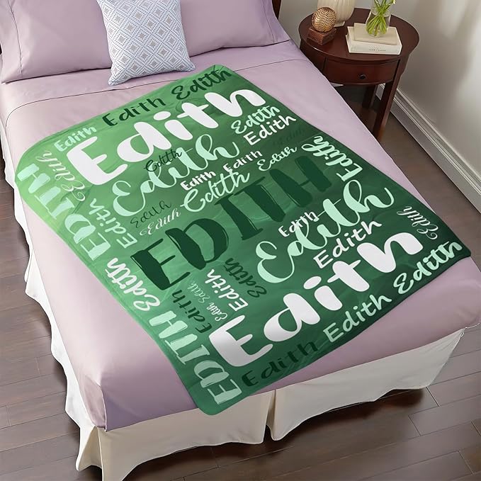 Personalized Custom Baby Blanket with Name for Girls Boys Kids Customized Flannel Blanket for Bed Nursery Room Baby Stroller