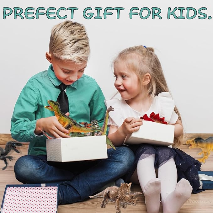 OuMuaMua Dinosaur Toys for Kids 3-5, 12 Pack Realistic Plastic Dinosaur Figure Set Including T-Rex, Stegosaurus, Monoclonius, Dino Toys for Boys 5-7 Party Favors, 6 to 7 Inch Large Size