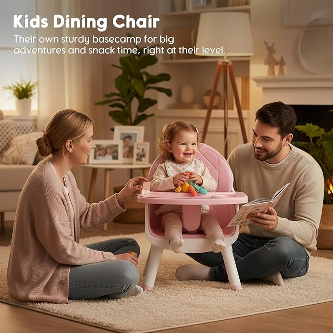 6 in 1 Baby High Chair, Convertible Highchair for Babies and Toddlers (Pink)