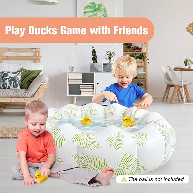 Inflatable Baby Pool, Portable Paddling Baby Swimming Pool for Toddlers Ages 0-3 Years Girls and Boys, Indoor& Outdoor, Garden and Backyard Summer Water Party, 35.4x9.8 in (Green Leaves)