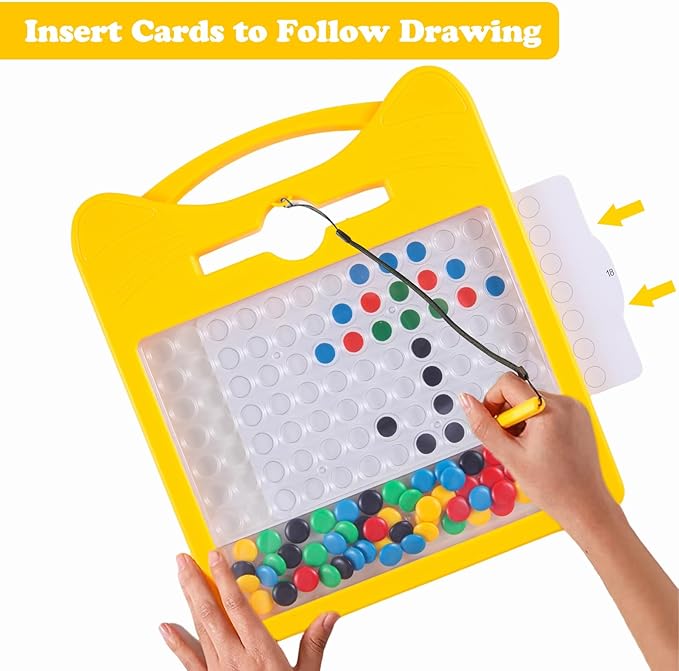 Magnetic Drawing Board for Kids, Toddler Magnet Doodle Board with 2 Pens, Magnetic Dot Art, Fine Motor Skills Toys, Airplane Travel Essentials Toys for Boys Girls (Yellow Cat)