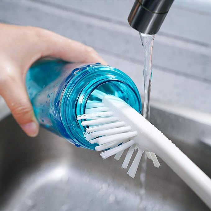 3-in-1 Water Bottle Cleaning Brush Set - Long Handle Scrubbing Brush for Tumbler, Straw, Baby Bottles, Drinking Glasses, White