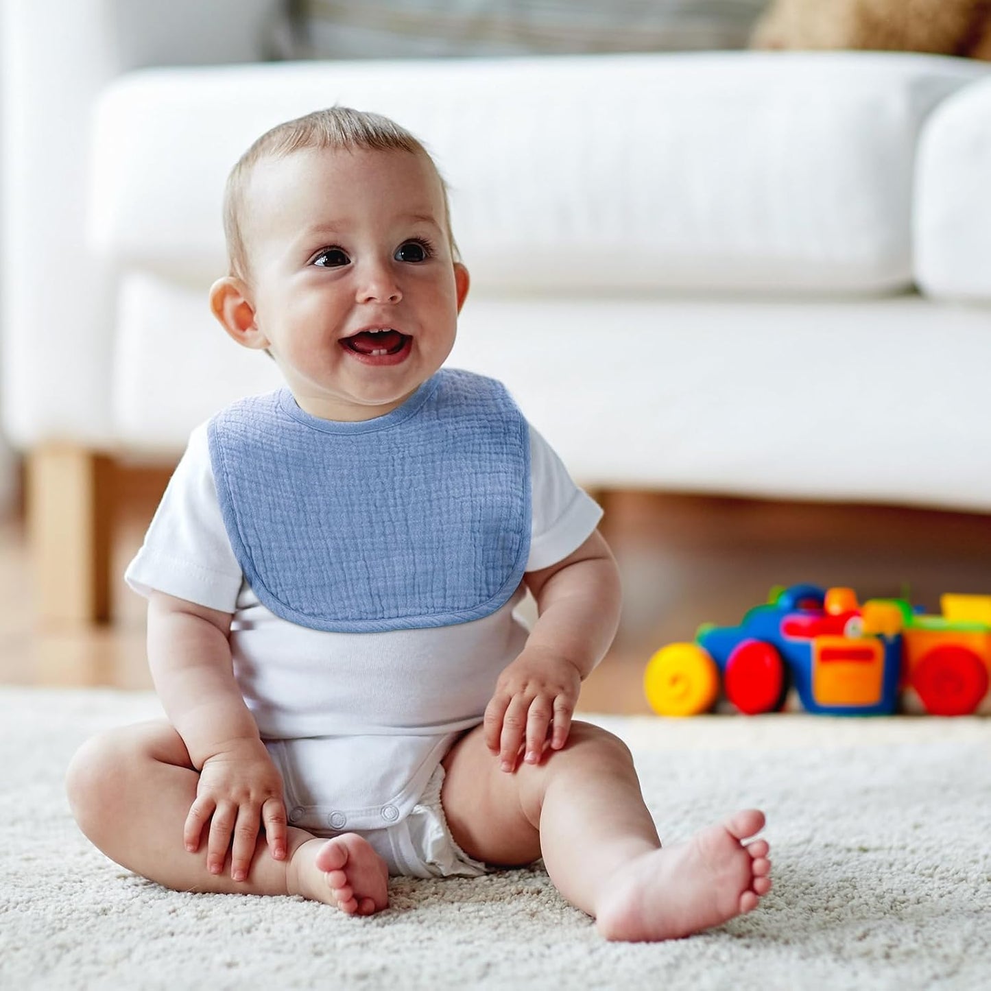 6-Pack Muslin Baby Bibs for Unisex Boys Girls, Cotton Baby Drool Bibs, Drooling and Teething Bibs for Infant