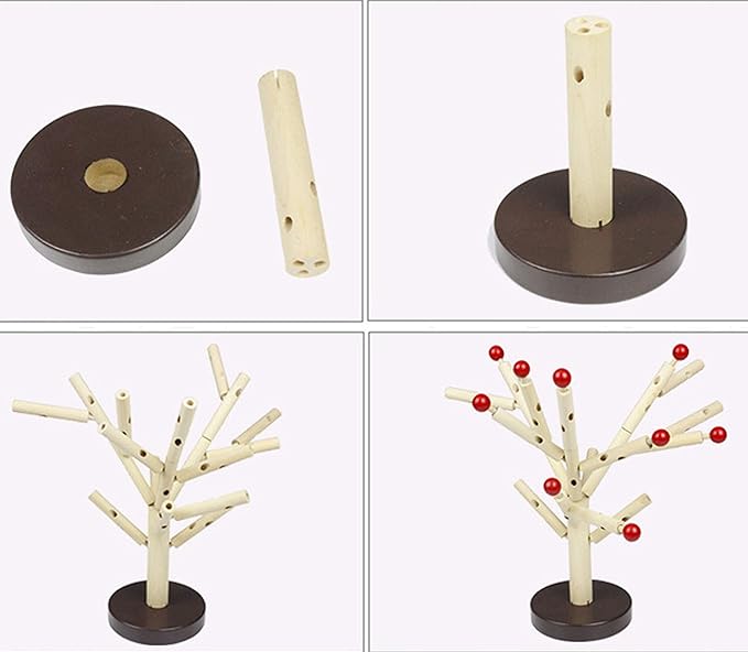 Early Childhood Education Building Blocks Wooden Assembling Tree Combination Boys and Girls DIY Disassembly Combination Puzzles Educational Toys Home Office Decoration(Yellow)-3 Yrs+