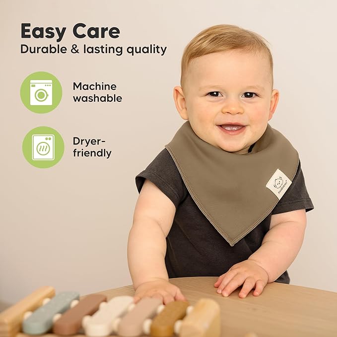 8-Pack Organic Baby Bandana Bibs for Boys, Girls - Super Absorbent Triangle Baby Bibs for Drooling and Teething Infant, 100% Cotton Extra Soft for Newborn, Infant 0-36 Months (Eclipse)