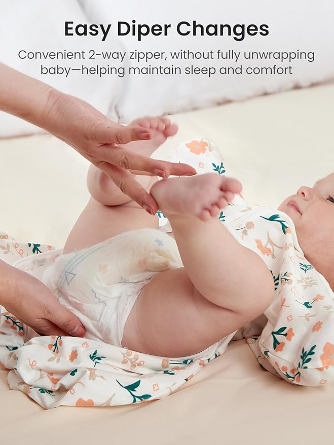 GROWNSY Transitional Swaddle Sleep Sack 6-12 Months,Starfish Design Baby Swaddle Sack, Dual-Zipper for Easy Diaper Changes, Proper Hip Development & Openable Foot Button, 19-27 lbs, Spring Garden