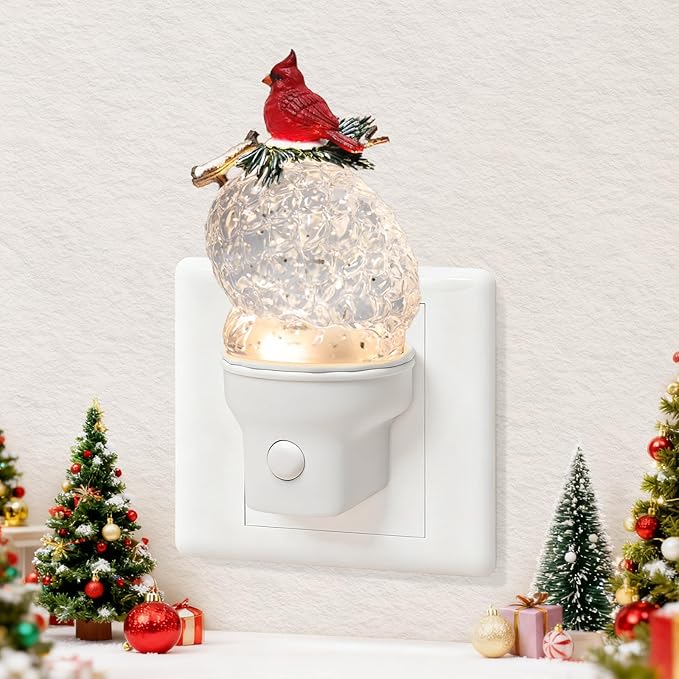 Christmas Night Light Plug into Wall Swirling Glitter USB Portable Christmas Decorative Night Light Decoration for Kids Adults Bedroom Kitchen Living Room Holiday Decor (Pinecone)