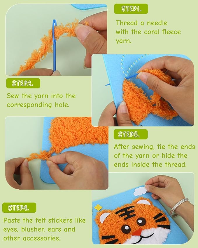 PupuMiao Sewing Kit for Kids DIY Embroidery Sewing Kit Cute Animal Sewing Projects Easy Crafts with English Instructions, Perfect for Beginners, Girls Boys Ages 4-12 (Koala+Cow+Penguin+Bunny)