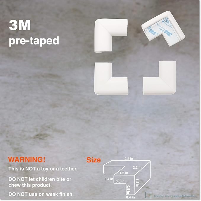 Roving Cove HeftyFit Corner Protector for Baby (8 Large Corners), Heavy-Duty Soft Rubber Foam Furniture Corner Bumper Guards, 3M Adhesive Pre-Taped, Oyster White (Off White)