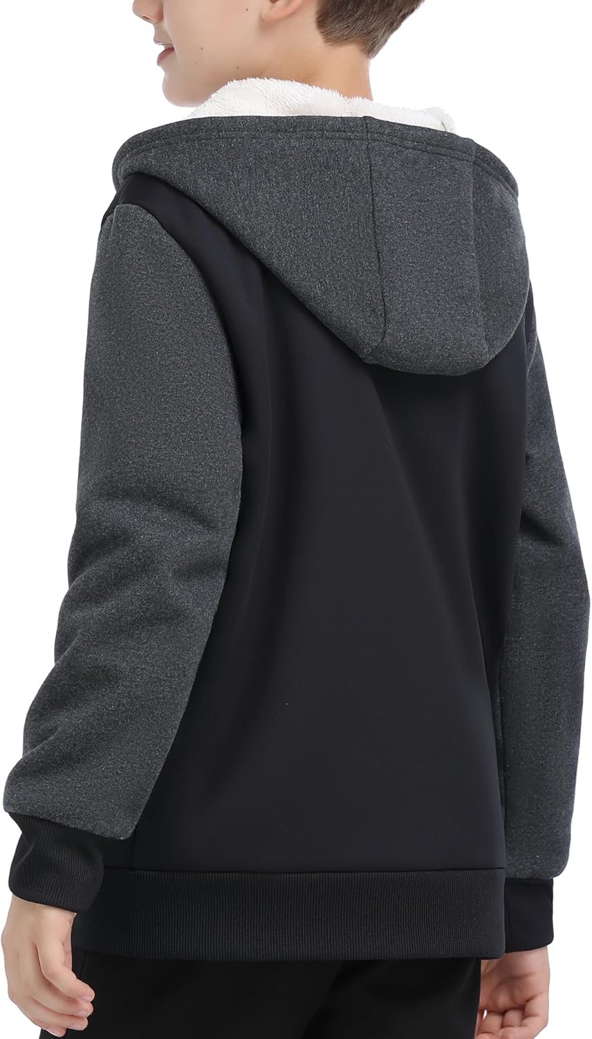 MoFiz Kids Fleece Jackets Sherpa Lined Hoodie Jacket Hooded Zip up Sweatshirt Coats for Boys Girls Winter Casual Outerwear