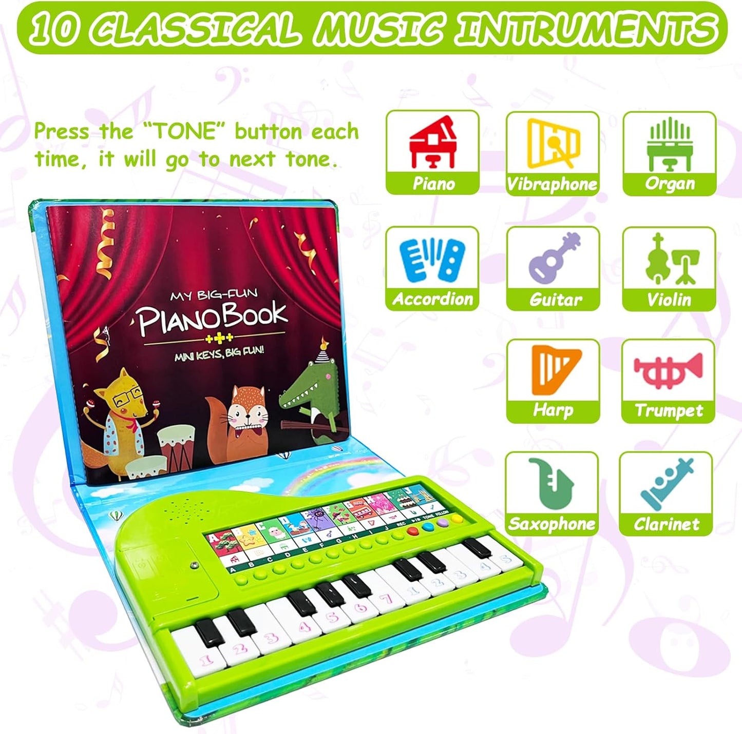 Kids Piano Book Toys - 20 Keys Kids Keyboard Piano Educational Music Toys, Children Gifts & Toddler Toys for 3 4 5 Year Old Boys and Girls