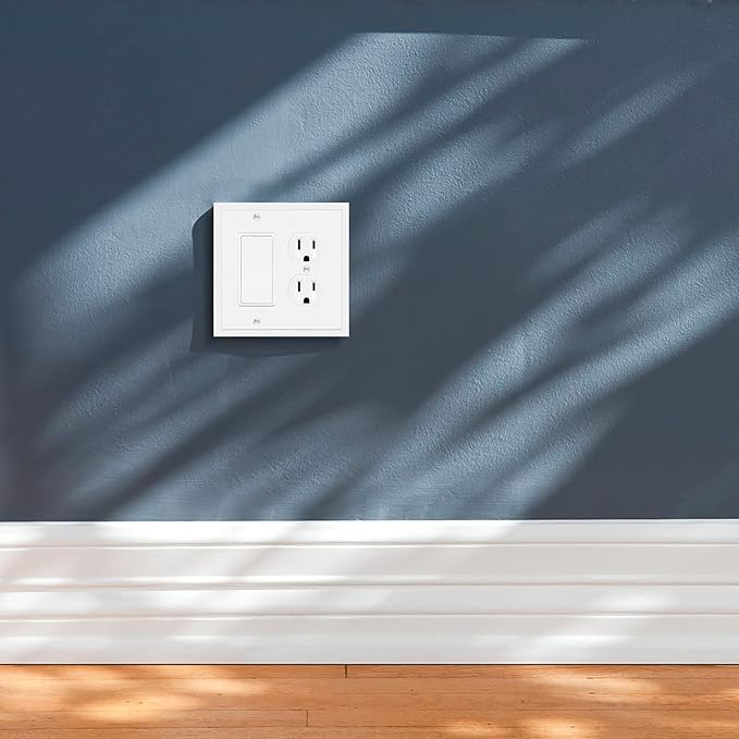 Modern Edge Decorative Wall Plate Switch Plate Outlet Cover, Durable Solid Zinc Alloy (Decorator/Duplex, White)