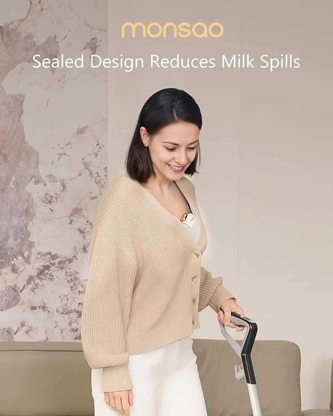 Wearable Breast Pump, Quiet Breast Pump Hands Free for Travel, Portable & Electric Breastfeeding Pump with 3 Modes & 12 Levels, 18/21/24mm, 2 Pack, Pink