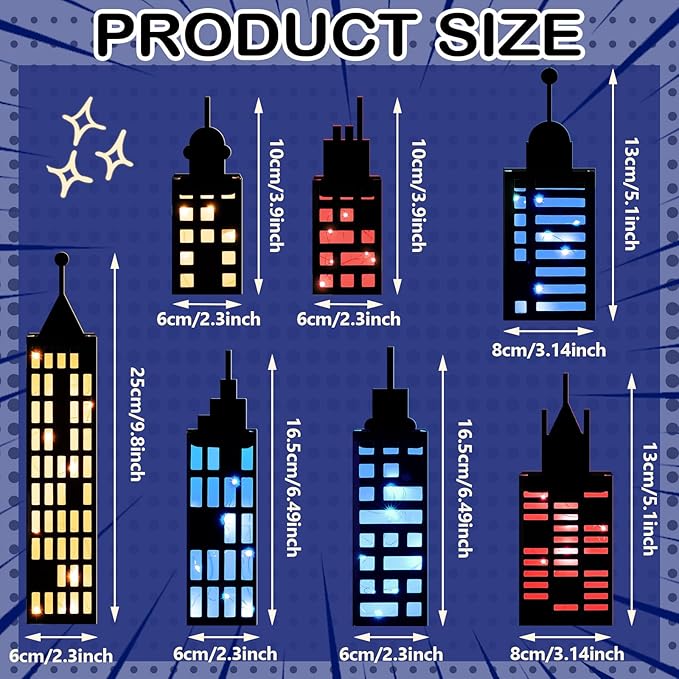 15 Pcs Hero Party Favor Boxes Skyscraper 3D City Box Skyline Buildings Heroes Candy Goodies Boxes Hero Theme Centerpiece Decorations Birthday Party Supplies(Colorful)