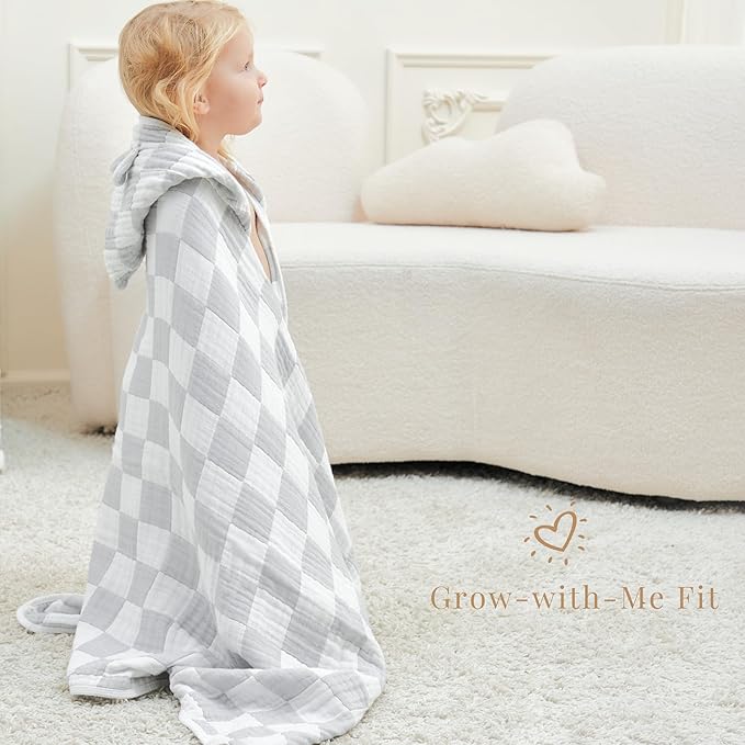 Ultra-Soft Muslin Baby Hooded Towel - 55 x 28 Inches, Ideal for Bath & Beach, Suitable for Both Boys & Girls from Newborns to Toddlers