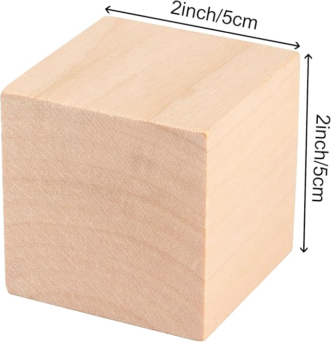 HOIGON 30 PCS 2 x 2 x 2 Inch Wooden Cubes Unfinished Wood Blocks, 5cm Natural Premium Square Blank Wooden Block for Craft Decorating Painting Carving Making DIY