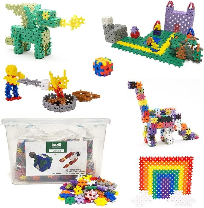 KADU Classic 1300 Piece Set - STEM/STEAM Building + Construction Toy, for Open + Imaginative Play