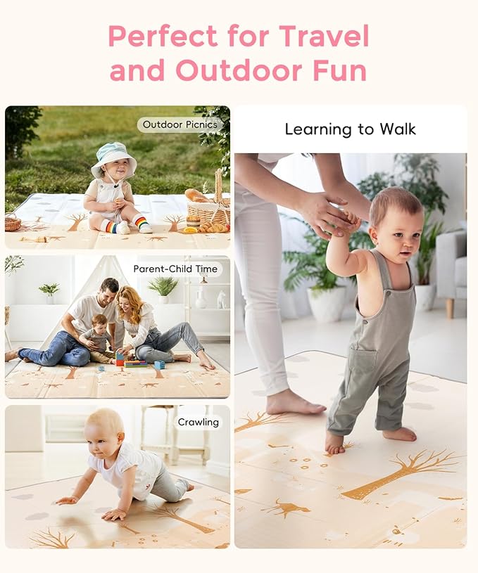 Large Baby Play Mat Foldable,0.8 Inch Waterproof Playroom,79 x 71 Playpen Mat | Outdoor Backyard Non-toxic Crawling Cushioned Infant, Folding Floormats Toddler Extra Thick Kids Playmat