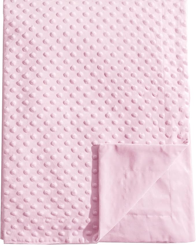 david's kids Micro Fleece Minky Baby Blanket for Girls with Double Layer and Soothing Raised Dots, Breathable and Soft Lightweight Receiving Blanket for Newborns 30x40 Inches, Pink