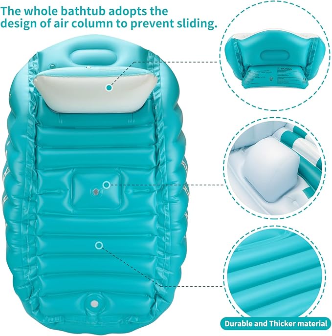 Swimbobo Inflatable Baby Bath Tub Portable Foldable Travel Mini Swimming Pool Helps Infants to Toddler Tub (Blue)