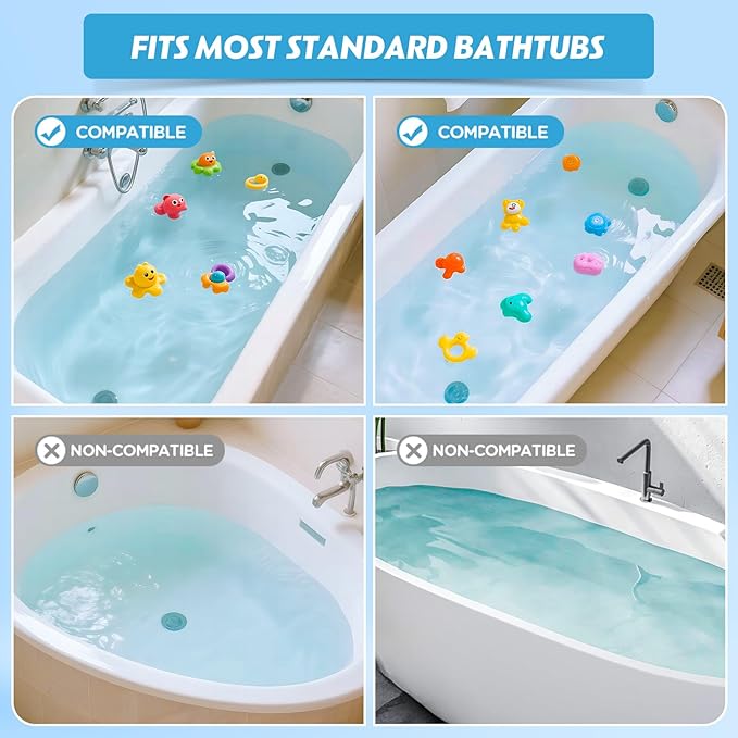 Bathtub Splash Guard for Tub Kids - Silicone Bathtub Water Guard with 11 Suction Cups, Play Shelf for Bathing, Toy Tray Caddy Holder for Tub Prevents Water Spills in Bathroom, Fun Bath Time Storage