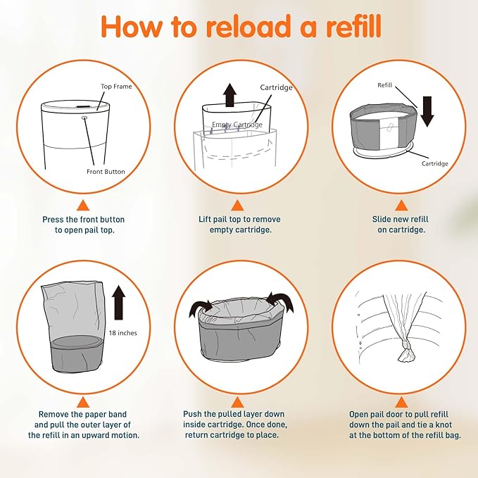 5 Pack Refills Compatible with DEKOR CLASSIC Diaper Pails | 20% Extra Length Diaper Pail Refill Bags Liners Holds 2970 Diapers | Ultimate Odor Control with Baby Scented