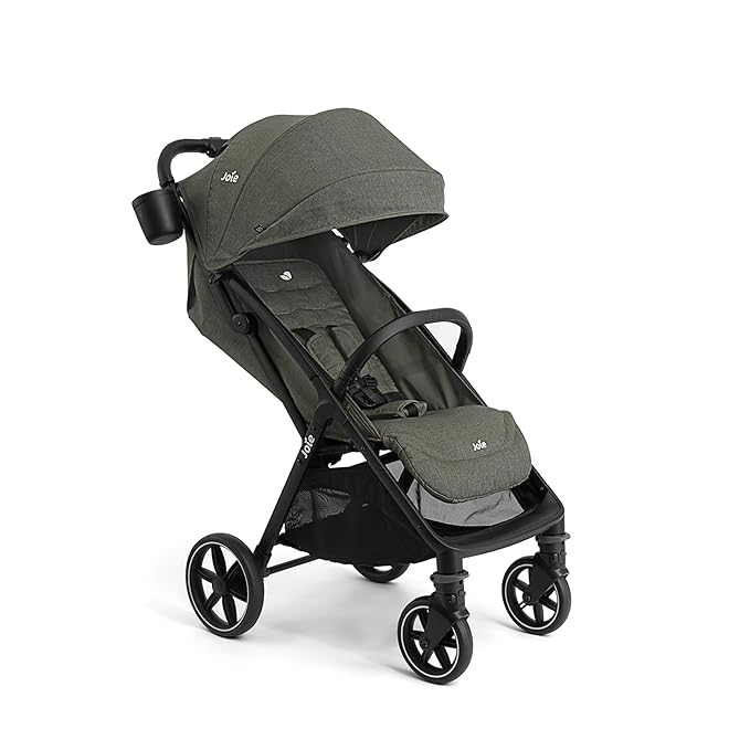 Joie Nutmeg and Rue Travel System – Travel Friendly Compact Stroller with Automatic Fold, Lightweight Car Seat & Anti-Rebound Base (Evergreen)