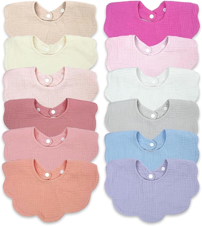 Baby Drool Bibs for Unisex Girls Boys 12 Pack Baby Muslin Bibs for Drooling and Teething