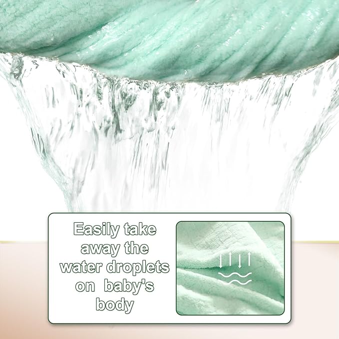 Toddler Towels with Hood, Toddler Bath Towel, 2 Pcs Coral Fleece Hooded Towel,Hooded Bath Towels with 1-3 Large Size 50 * 32 Inch Baby Towel Green&Grey Set