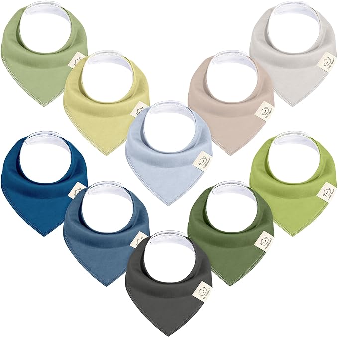 KeaBabies 10-Pack Organic Baby Bandana Bibs for Girls - Super Absorbent Triangle Baby Bibs for Drooling and Teething Infant, 100% Cotton Extra Soft for Newborn, Infant 0-36 Months (Brave)