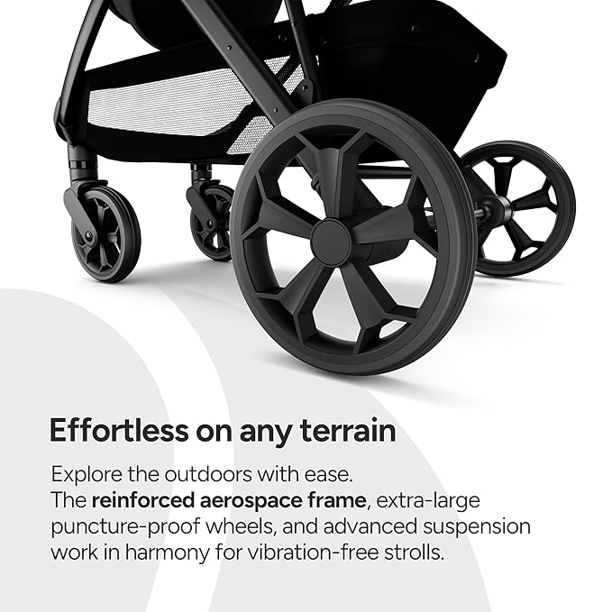 Mompush Wiz Pro 4-in-1 Baby Stroller with Newborn Mode, Full-Size All-Terrain Premium Stroller from Newborn to Toddler, Snack Tray Included for Easy Feeding & Outing, Lay-Flat in Seconds