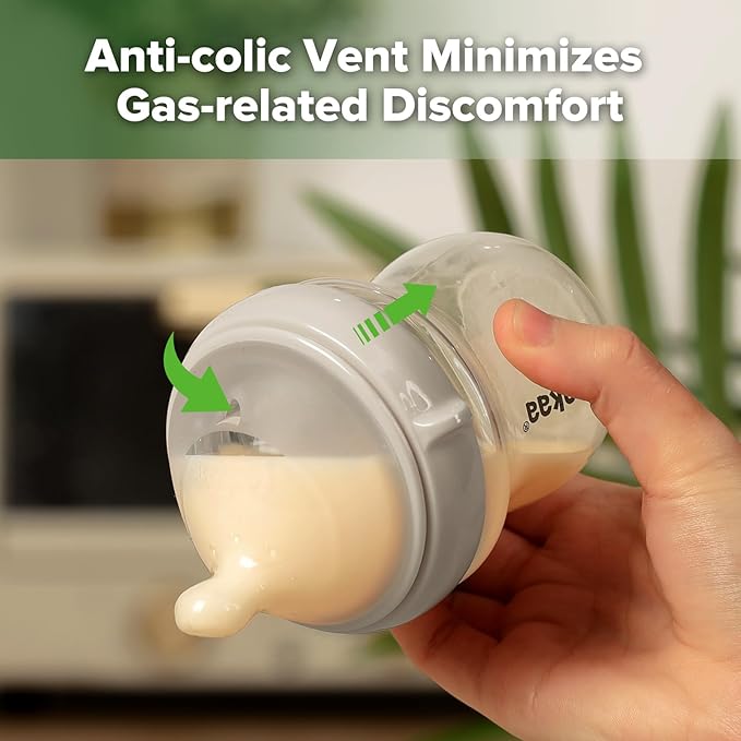 haakaa Gen.3 Natural Glass Baby Bottle 4.2oz/120ml - Wide Neck Anti-Colic Slow Flow Nipple for 0M+ Breastfed Baby, Newborn Registry Essentials,BPA-Free - 1 PK